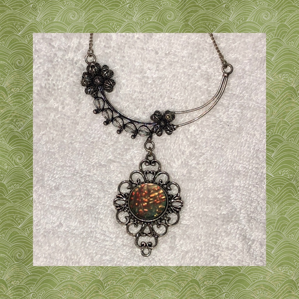 Silver Necklace Dichroic Stone